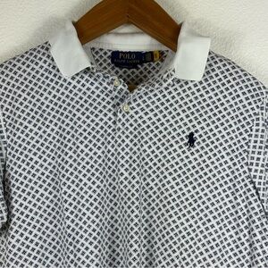 Polo by Ralph Lauren White Polo with Navy Micro-Pattern